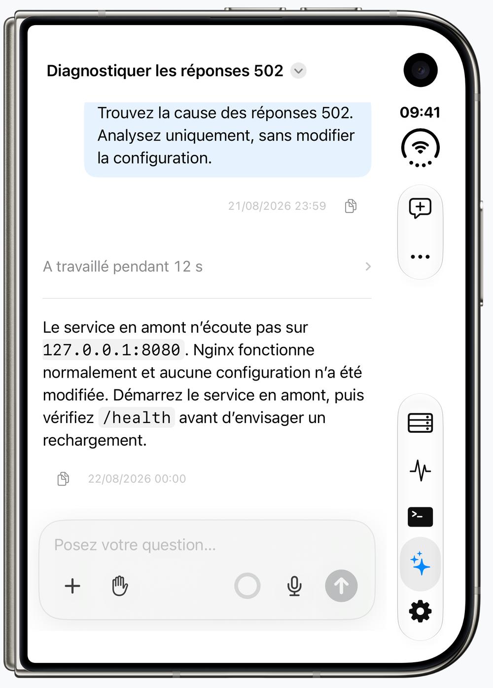Assistant IA Termind sur l’écran externe de l’iPhone Duo