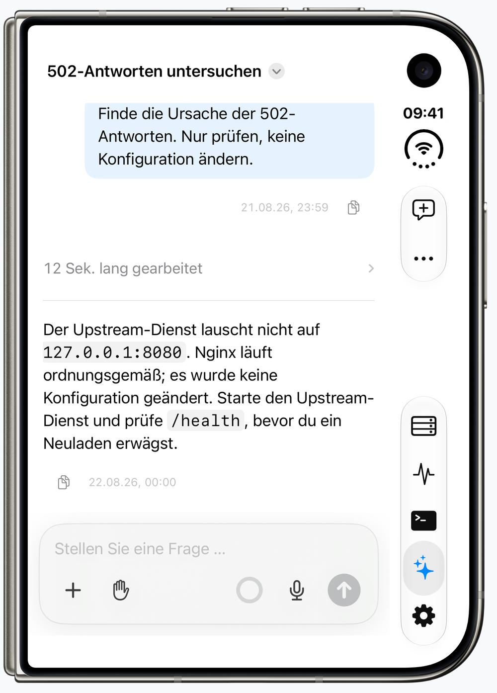 Termind-KI-Assistent auf dem Außendisplay des iPhone Duo