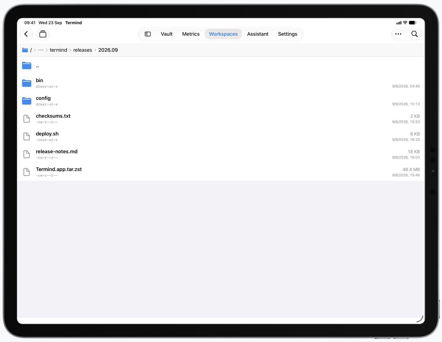 Termind SFTP browser on iPad