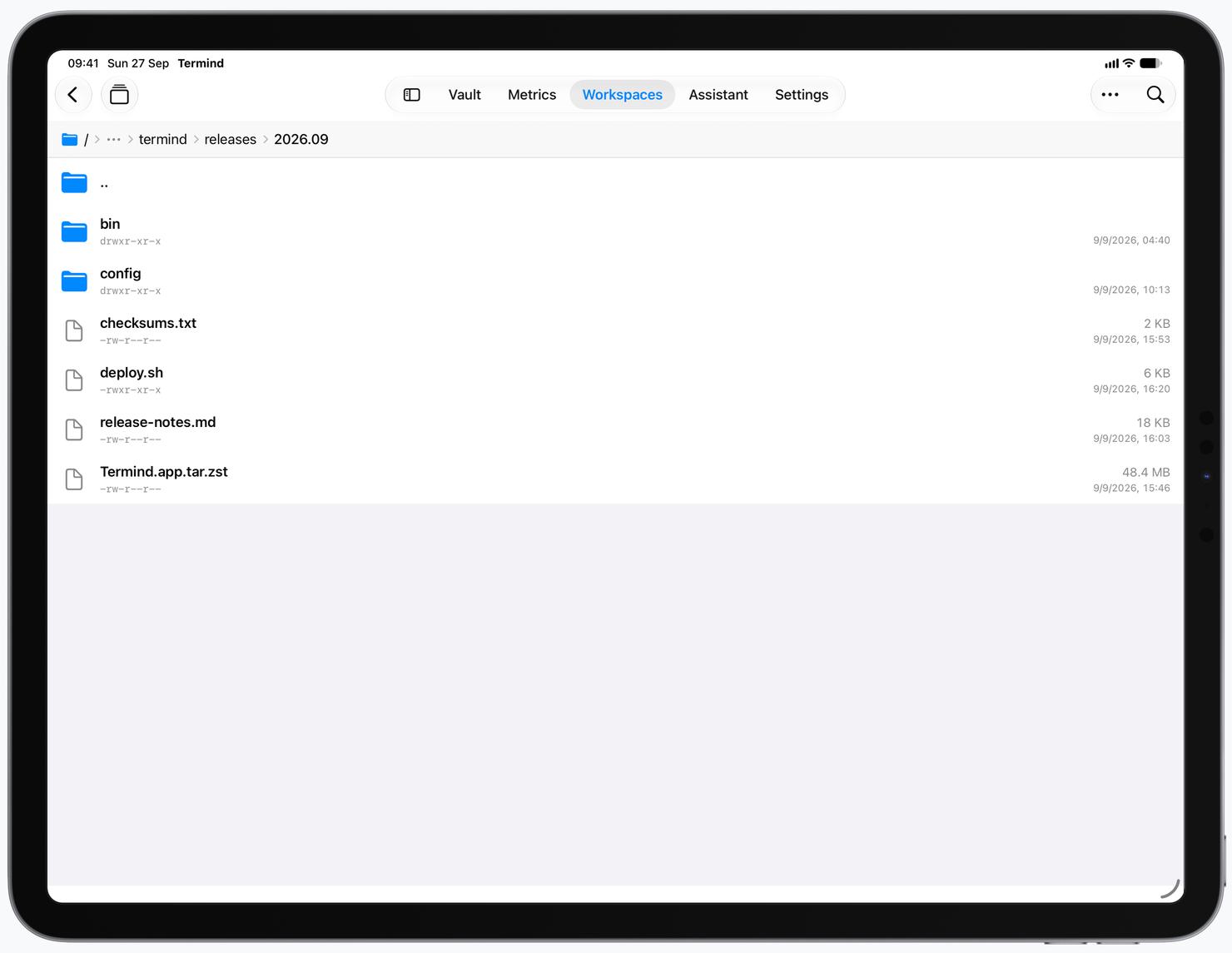 Termind SFTP browser on iPad