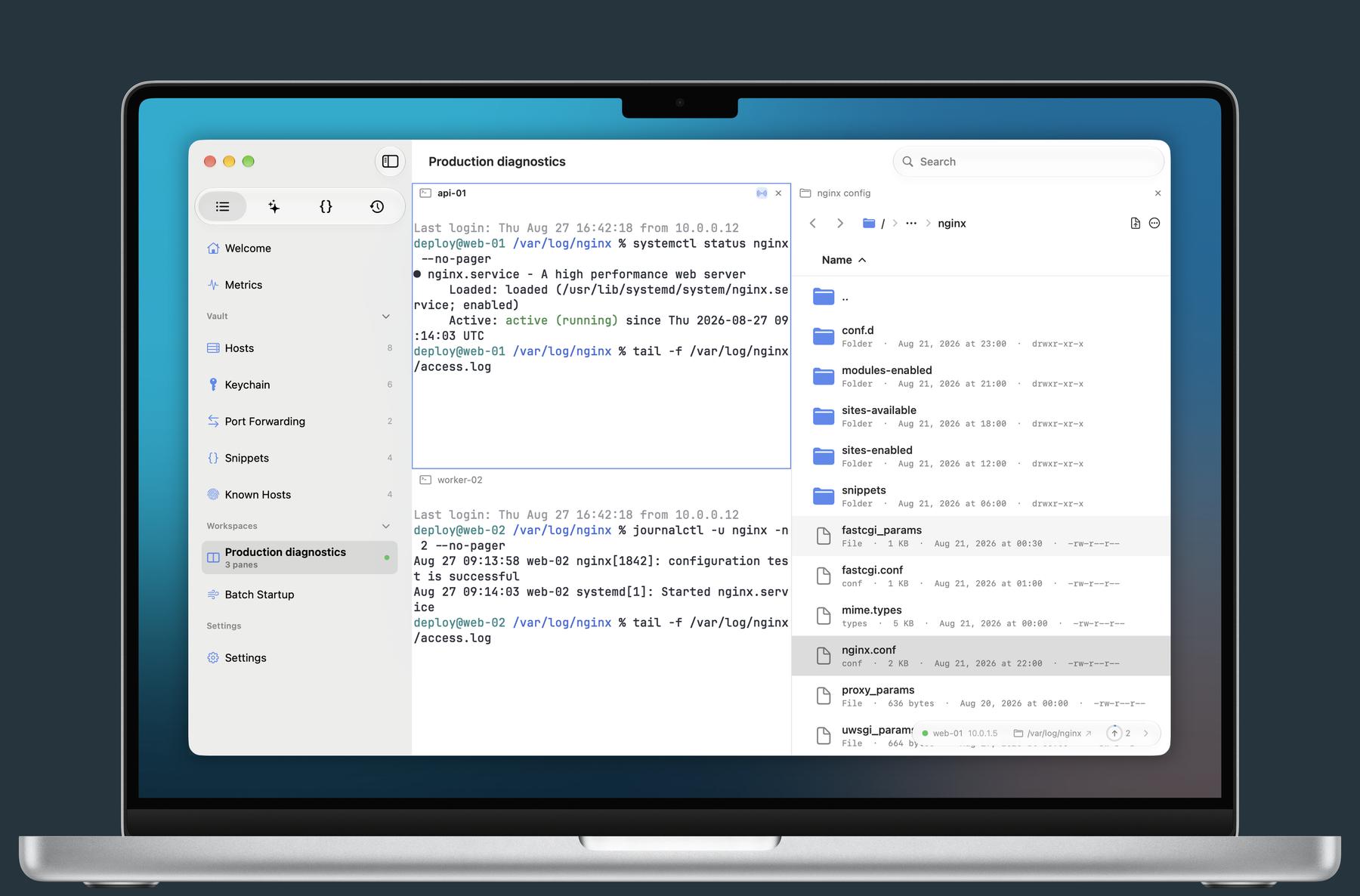 Multi-pane Termind workspace on Mac