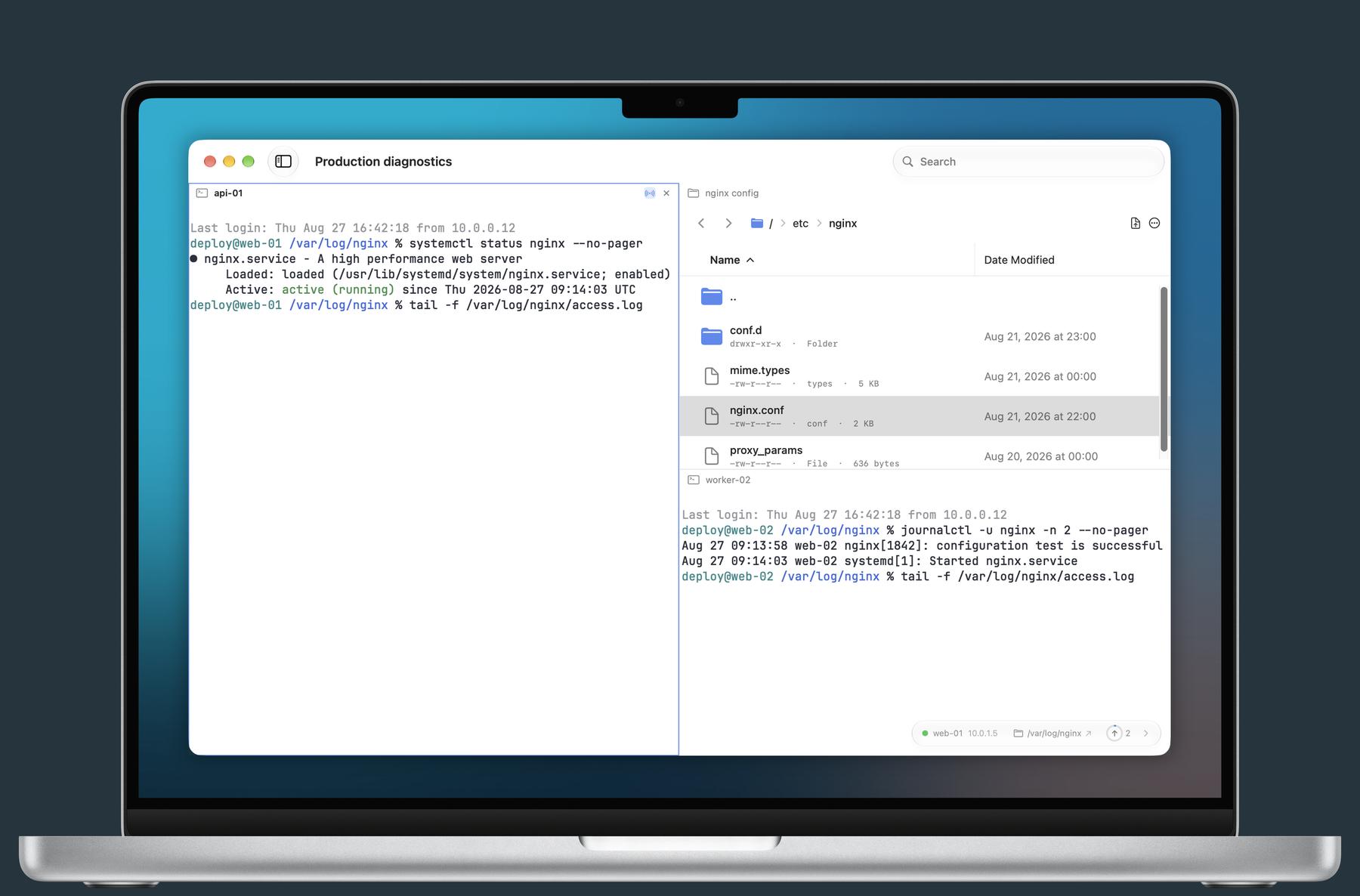 Multi-pane Termind workspace on Mac