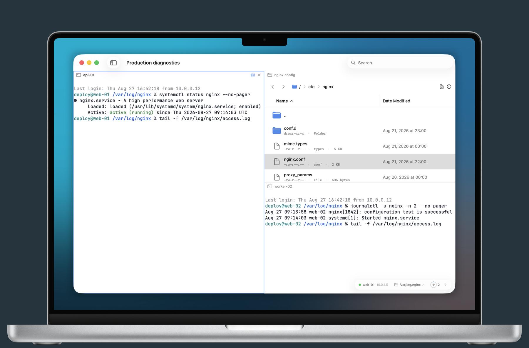 Multi-pane Termind workspace on Mac