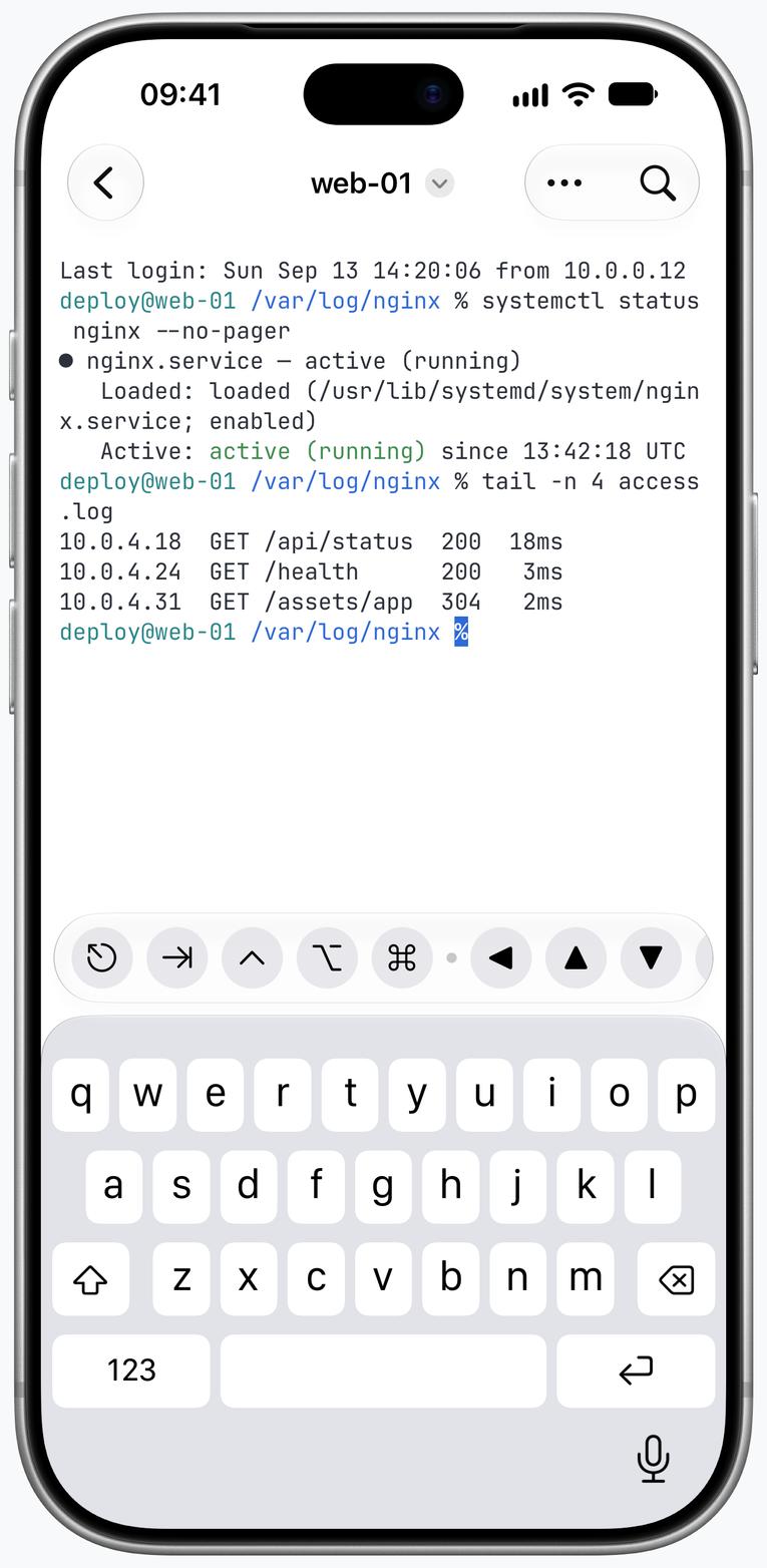 iPhone 上的 Termind SSH 终端
